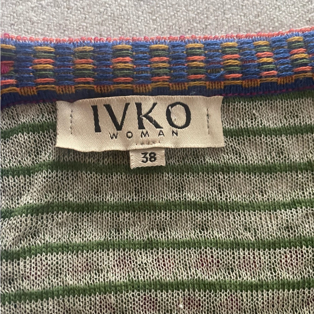 Ivko Green Ornament Pattern Pullover Size M /38 - image 2